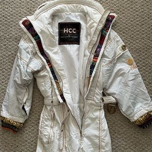 Vintage Retro HCC One Piece White Ski Suit 90’s Italian Snow Suit S/M